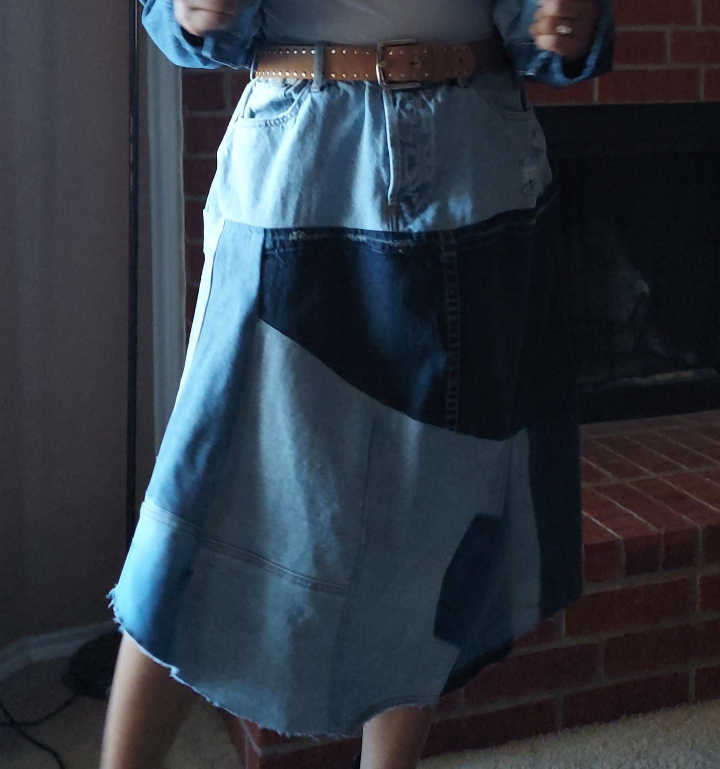 Patchwork Denim Skirt