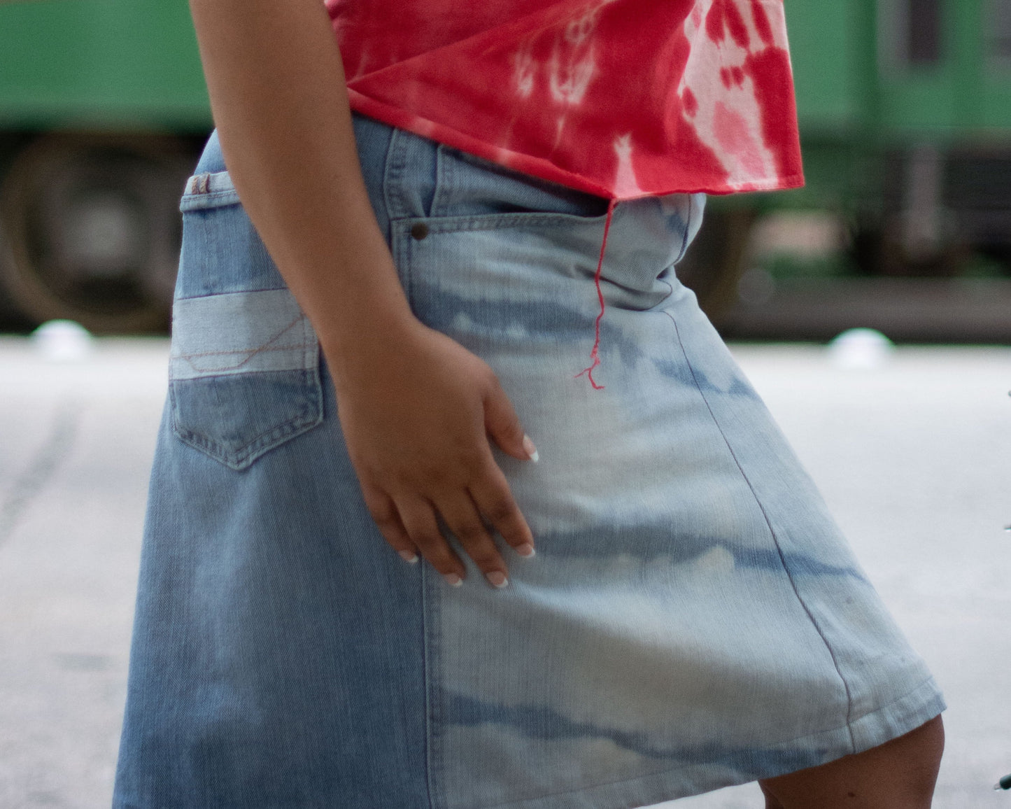 Bleach Tye Dye Denim skirt