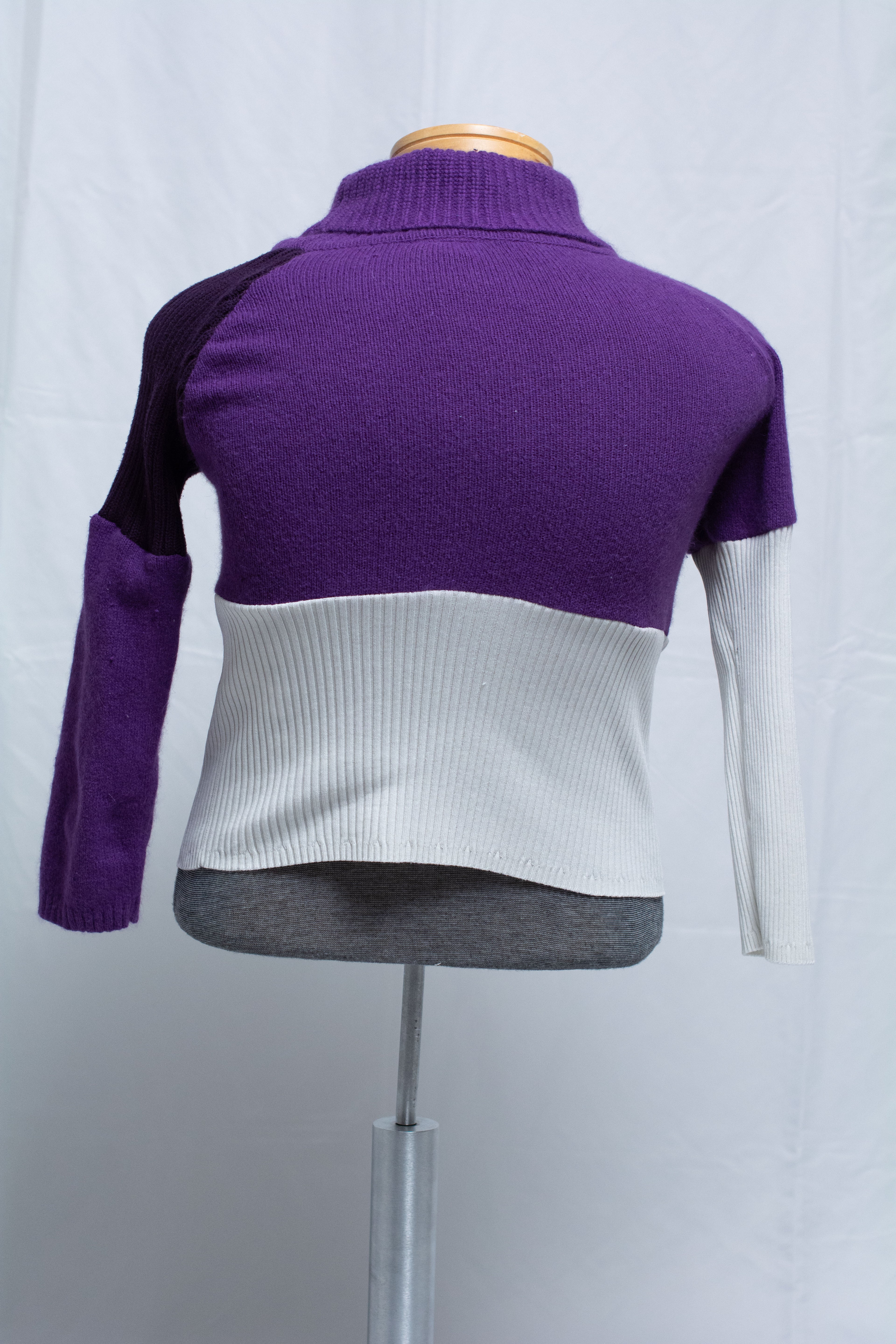 Purple and White Patchwork Sweater