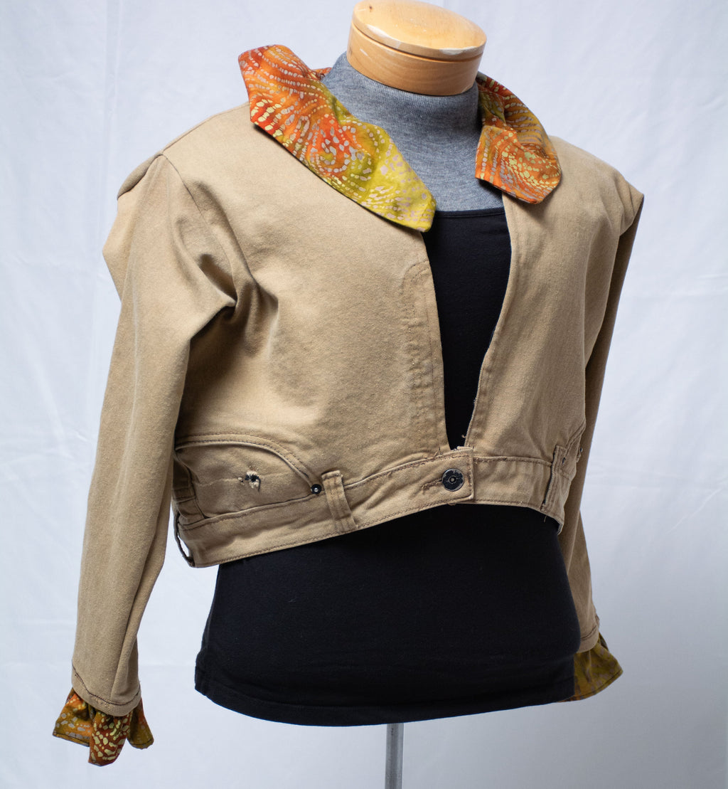 Gold Jeans  Repurposed to Jacket with Ruffles