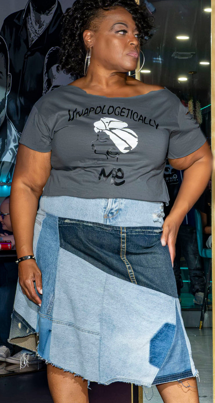 Patchwork Denim Skirt