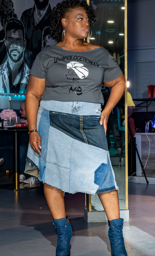 Patchwork Denim Skirt